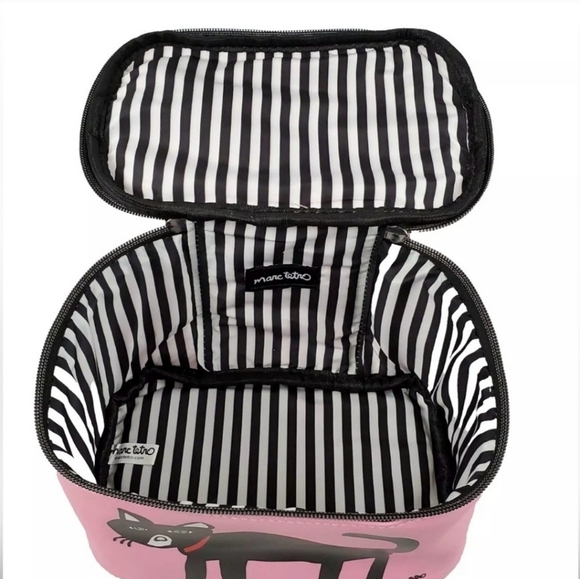 🔹️ Marc Tetro🔹️ NWT Black Cat Pink Makeup Cosmetic Travel  Bag ✨️🐈 - Picture 4 of 6